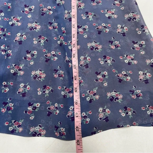 Vintage 70s women’s blue floral silk dress S/M L113-29 - Picture 3 of 5